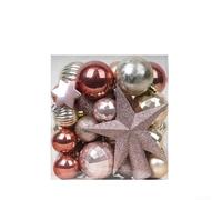 UTTASU Christmas Ball Ornaments Set 34/35 Pieces Shatterproof Plastic Tree Decorations Light Gold 4Cm 6Cm 15Cm Holiday Party Home Decor Baubles(35PCS)