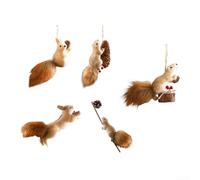 UTTASU Christmas Squirrel Decoration Set Of 5 Plastic Ornaments For Trees And Tabletop Holiday Season Decorations For Festive Setup