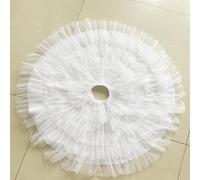 UTTASU Christmas Tree Skirt 90 cm White with Snow Pattern for Christmas Tree Floor, Elegant Slot Design Decoration for Living Room and Christmas Parties