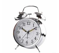 UTTASU Classic Double Bell Alarm Clock Traditional Bedside Table Clock with Luminous Hands Large Easy-to-Read Face Metal Case Chrome Finish Silent Non-Ticking Quartz Movement