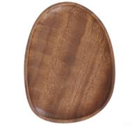 UTTASU Handmade Walnut Wood Serving Tray Irregular Fruit Plate - Smooth Edge Charcuterie Board for Snacks & Tea - Unique Organic Texture 30cm(A)