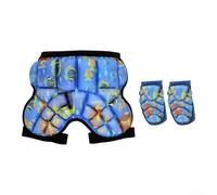 UTTASU Ice Skating Skiing Hip Protection Gear Set For 20-30kg Lightweight Absorbing Adjustable Straps Outdoor Safety(Size S: 20-30 kg Blue + knee pads)