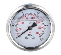 UTTASU Pressure Gauge 60Mm Dial 0 100 Bar PSI Dual Scale With Glycerine Filled Housing And Brass Internal Connector, Suitable For Hydraulic And Pneumatic Systems(0-25 Bar)