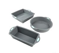UTTASU Silikon Backformen Set 3-teilig: Rechteckig Rund Quadratisch - Hitzebeständig bis 230°C & Spülmaschinenfest - Flexibles Kuchenblech für Ofen