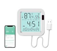 UTTASU Smart Thermometer and Hygrometer with LCD Screen, WiFi Temperature Humidity Sensor for for TUYA for Smart life App, Infrared Inductive Backlight, 1.5m Cable, for Alexa Google Assis