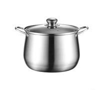 UTTASU Stainless Steel 5L Stock Pot With Glass Lid, Induction Compatible Cooking Pot For Soup Noodles Pasta Stew, Heat-Resistant 22X17.3cm Saucepan