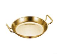 UTTASU Thickened Stainless Steel Paella Pan Flat Bottom - Anti-Rust Polished Seafood Skillet for Induction Gas Stoves, Ergonomic Handles for Korean Fried Chicken & One-Pan Meals, 35.5cm(Gold)