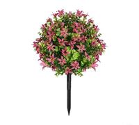 UTTASU Vibrant Artificial Flower Topiary Ball Beautiful Flowers Ground Stake 60Cm PE Material Outdoor Garden Decor Maintenance Year Round Beauty For Patio Porch Office(Red)