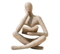 UTTCMK Bookshelf Decor Thinker Statue - Abstract Art Reading Thinker Sculpture Figurine Aesthetic, Modern Home Decoration for Living Room Office Shelves Coffee Table Desk Decor(Beige)
