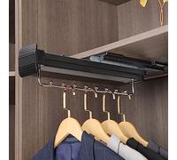 UTTDP Closet sliding rack,Side pull out cloth hanger, Pull Out Clothes Hanger Wardrobe Rail, Rail Aluminum Alloy Coat Hanger, for Wardrobe Push-Pull Hangers, 40KG Heavy Load(40cm/16inch)