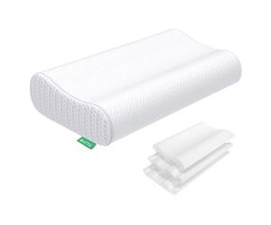 UTTU Cervical Pillow for Neck Strain Relief, Memory Foam Neck Pillow for Sleeping, Adjustable Orthopedic Sandwich Pillow, Contour Cooling for Side Back Stomach Sleeper, 23.6"×14"×5.2"/4.5"