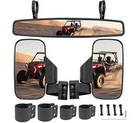 UTV Side By Side Mirrors And Rear Center View Mirror With 1.75" to 2" Roll Bar Cage Compatible with Polaris RZR Commander Yamaha Kawasaki