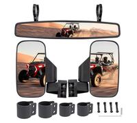 UTV Side Rear View Mirror With 1.75" To 2" Roll Bar Cage For Mule For KRX 1000 For Teryx 4 For Can-Am For Commander For Maverick Complete Wing Mirror Unit