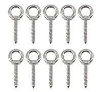 UTwaySteelPro 10Pack M4x40mm Self Tapping Eyelet Screw 304 Stainless Steel Screw in Eye Hooks for Hanging Hammock, Yoga, Swing Chairs, Outdoor and Indoor Use
