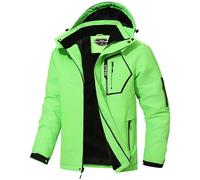 UTWGN Men's Ski Jacket Winter Warm Snow Coat Waterproof Windbreaker Hooded Work Outerwear Snowboarding Jackets, Fluorescent Green, L