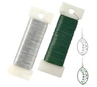 UTXN 2 PCS Florist Wire, 50 m 0.35 mm Wreath Making Supplies Wire,Floral Wire Roll Floristry Wire Christmas Halloween Craft Wire,Wreath Making Kit for Flower Arranging,Crafting（Green+Sliver）