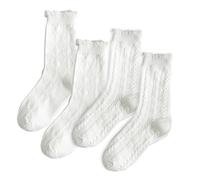UTXN 4 Pairs Women White Frilly Socks, Frilly Socks Women, Frilly Socks, White Frilly Socks, Women White Frilly Socks, for Girls Women for Daily Dance Party School