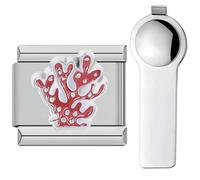 UTXN Personalized Marine Life Jewelry Charms with Charm Tool, Stainless Steel 9mm Italian Link Charm -Pink Coral