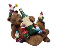 UTYDPLKHG Drunk Bear and Gnomes Statue, Funny Lifelike Resin Brown Bear and Gnome Figurine, Garden Yard Patio Lawn Ornament with Romantic Design, and Sun for Outdoor Dec