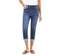 Utyful Capri Jeans for Women High Waist Pull On Stretch Cropped Denim Pants, Darkness Blue, L