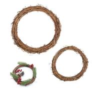 UtySty 2 Pack Natural Grapevine Wreath Set Hand-Woven Vine Branch Rustic Wreaths for Front Door Eucalyptus Wreath Outdoor DIY Craft Christmas Wall Hanging Indoor Porch Window Farmhouse Green Decor