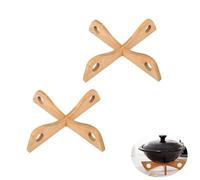 UtySty 2 Pack Wok Pan Base Stand Support Rack Bamboo Holder Reversible Detachable Trivet for Hot Pans Stir-Fry Pot Heat Insulation Casserole Dish Kitchen Gadget Table Countertop Camping