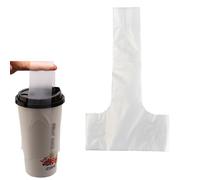 UtySty 200 Pack Drinking Bags with Handle Disposable T-Shaped Drink Carrier Bag Single Cup Holder Grip Carrier for Delivery Beverage Packing Carry To Go Coffee Bar Milk Tea Juice Shop Supplies
