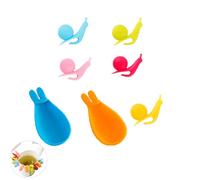 UtySty 7 Pack Tea Bag String Holder Hanger Clip Snail Shape Trinket Silicone Drink Marker with Bunny Ear Mixing Spoon Rest for Mug Cup Glasses Wine Glass Coffee Teabag Tags Tea Drinker Gift