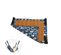 UtySty Cat Hammock Hanging to Wire Cage with Mount Hook Reversible Cooling Mat Summer Rattan Woven Sleeping Rest Bed for Small Animals Pet Squirrel Ferret Puppy Rabbit Kitty Kitten, Blue