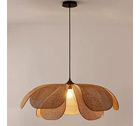UTZERO Lighting Herfst Natural Rattan Light, Bamboo Vine Lamp Shade Cover, Handmade Flower Shaped Led Woven, Flush Mount Chandelier Dining Room Kitchen Farmhouse Ceiling Hanging Lamp/Natural/80Cm