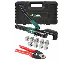 UTZIKO Hydraulic Cable Lug Crimper 10 US TON 12 AWG to 00 (2/0) Electrical Terminal Cable Wire Tool Kit with 9 Die (12awg~00awg Crimping Tool+Wire Rope Cut)