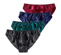 UU BEN Silk Briefs for Women Satin Panties 100% Mulberry Silk Underwear Pure Silk Bikini String Bikini, 4 Pack3, 3XL