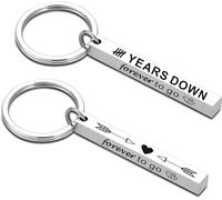 UU-MART Aniversary Gifts for Him Her,5 Years Down Forever To Go Keyring Gift For Couples Boyfriend Girlfriend Husband Wife,5th Wedding Aniversary Gifts,Valentines Gifts for Him(1 PCS Four-sided)