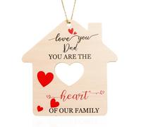 UU-MART Fathers Day Gift Dad Birthday Gifts You Are the Heart of Our Family House Shaped Hanging Ornament Gifts for Christmas Gifts Presents for Dad Birthday Gifts