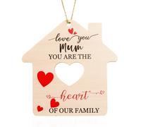 UU-MART Mothers Day Gifts Mum Birthday Gifts You Are the Heart of Our Family House Shaped Hanging Ornament Mum Gifts Birthday Christmas Gifts Presents