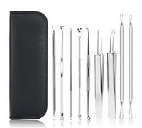 UUBAAR 9 PCS Blackhead Remover & Pimple Popper Tool Kit with Stainless Steel Tweezers & Travel Case, Professional Acne Zit Extraction Kit, Whitehead Comedone Extractor for Facial Nose