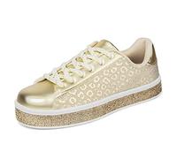 UUBARIS Women's Glitter Tennis Sneakers Neon Dressy Sparkly Sneakers Rhinestone Bling Leopard Print Shoes Shiny Sequin Shoes