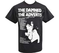 UUC Mens Punk T-Shirt Damned & The Adverts Gaye Advert Gig Guide Poster 1977 Black