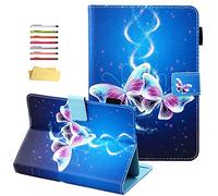 UUcovers 7 to 7.9 inch Tablet Universal Case Stand Cover for Samsung Galaxy Tab A/2/3/4/E 7.0/Tab 3/E Lite 7.0 (T280/T285/T230/T231/T210/P3200),iPad Mini 5 4 3 2 1 Fire E-reader,Bling Purple Butterfly