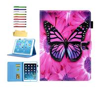 UUcovers Case for Apple iPad Mini 5 2019 (5th Gen) 7.9", iPad Mini 4/3/2/1 Full Cover,Folio Stand PU Leather Smart Magnetic Shell with Card Pocket Pencil Holder [Auto Sleep/Wake], Red Butterfly Flower