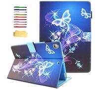 UUcovers Case for iPad 9th/8th/7th Generation 10.2" (2021/2020/2019) with Stand/Pencil Holder/Pockets [Auto Wake/Sleep] Smart Shockproof Magnetic Wallet Cover for iPad 10.2 inch, Purple Butterfly