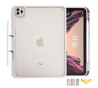 UUcovers Case for iPad Pro 11-Inch M5/M4 (2025/2024) with Pencil Holder, Supports Pencil Pro & Pencil (USB-C) Magnetic Attachment Translucent Soft TPU Back Shockproof Bumper Anti-Yellow Cover, Gray