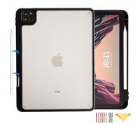UUcovers Case for iPad Pro 11-Inch M5/M4 (2025/2024) with Pencil Holder, Supports Pencil Pro & Pencil (USB-C) Magnetic Attachment Translucent Soft TPU Back Shockproof Bumper Anti-Yellow Cover, Black