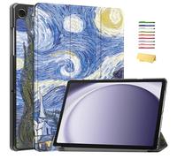 UUCOVERS Case for Samsung Galaxy Tab A9 Plus/A9+ Tablet 5G 11"" 2023 Model (SM-X210/X216/X218), Multi-Angle Stand Slim Hard Back Trifold Shell Smart Cover with Auto Wake/Sleep, Starry Night Van Gogh