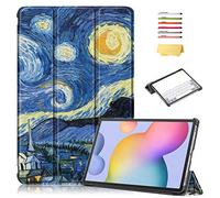 UUcovers Case for Samsung Galaxy Tab S7 FE 12.4" 2021 (SM-T730/T736) & Tab S7 Plus/S7+ 12.4" 2020 (T970/T975) Smart PU Leather Trifold Stand Hard Folio Cover [Auto Sleep/Wake] Van Gogh, Starry Night