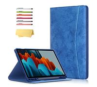 UUcovers Case for Samsung Galaxy Tab S7 FE/Galaxy Tab S8 Plus/S7 Plus 12.4 inch (SM-X800/X806/T730/T738/T970/T975) with Stand/Pencil Holder [Auto Sleep/Wake] Document Cover, Darkblue Marble