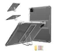 UUcovers Clear Stand Case for iPad Pro 13 inch M4 (2024) with Pencil Holder/Hard Kickstand Anti-Yellow Transparent Shockproof Soft TPU Back Cover [Support Pencil Charging] Lightweight Silicone Shell