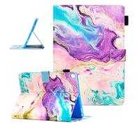 UUcovers Cover for Apple iPad 10.2 inch 7th Generation Case 2019 with Stylus Pencil Holder Card Pockets, Smart Stand PU Leather Magnetic Folio Flip [Auto Sleep/Wake] Soft TPU Back Shell, Purple Marble