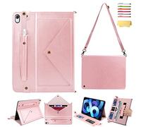 UUcovers Crossbody Handbag Case for iPad (A16) 11th Gen 11" 2025 & iPad 10th Gen 10.9" 2022 with Pencil Holder/Pockets [Shoulder Strap/Hand Strap] Folio Stand Envelope Magnetic Wallet Cover, Rosegold