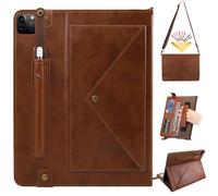 UUcovers Crossbody Handbag Case for iPad Air 11 inch M3/M2 (2025/2024) with Pencil Holder/Shoulder Strap/Hand Strap/Card Pockets, Folio Stand PU Leather Magnetic Wallet Envelope Tablet Cover, Coffee